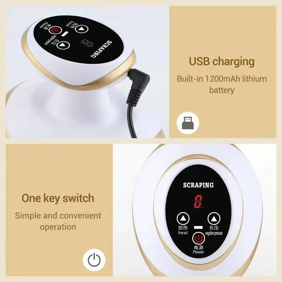 Home Electric Guasha Scraping Massage Cupping Body Massager Vacuum Cans Suction Cup Heating Fat Burner Anti-cellulite Massager