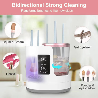 Electric Makeup Brush Cleaner Machine Wash Dry Drying Timer Perfect for Cosmetics Beauty Tools Ladies Gift for Valentine's Day
